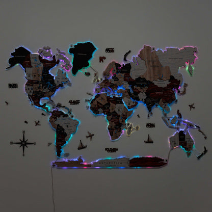 3D LUMINOUS LED Wooden World Map 2.0 Urban