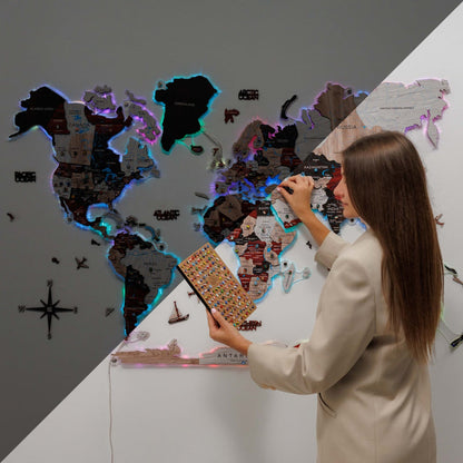 3D LUMINOUS LED Wooden World Map 2.0 Urban
