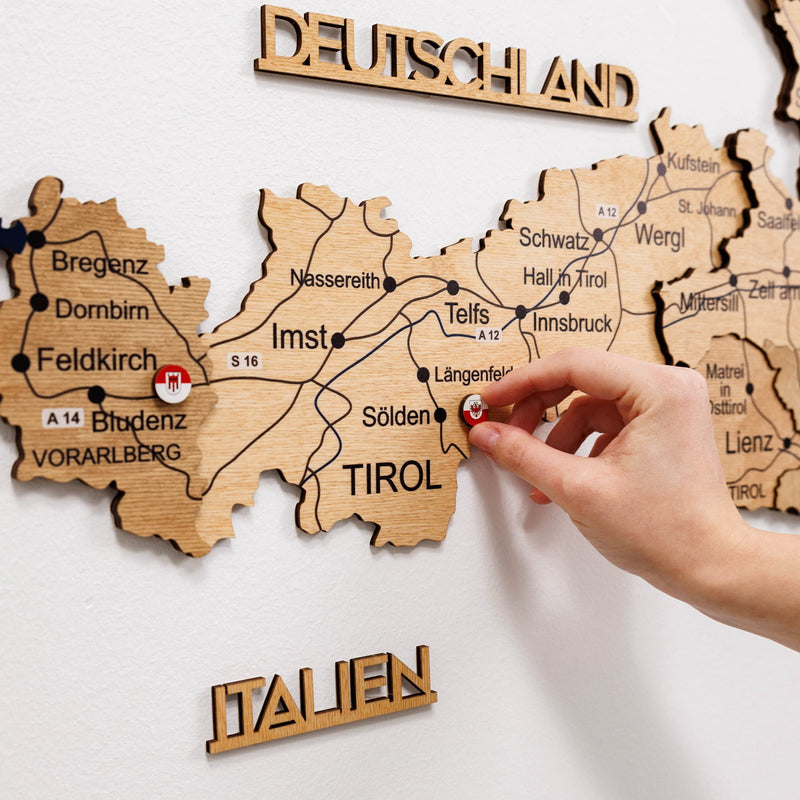 3D Wooden Map of Austria - Gold