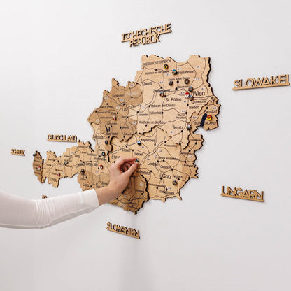 3D дерев'яна карта Австрії - золота 