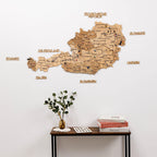 3D Wooden Map of Austria - Gold