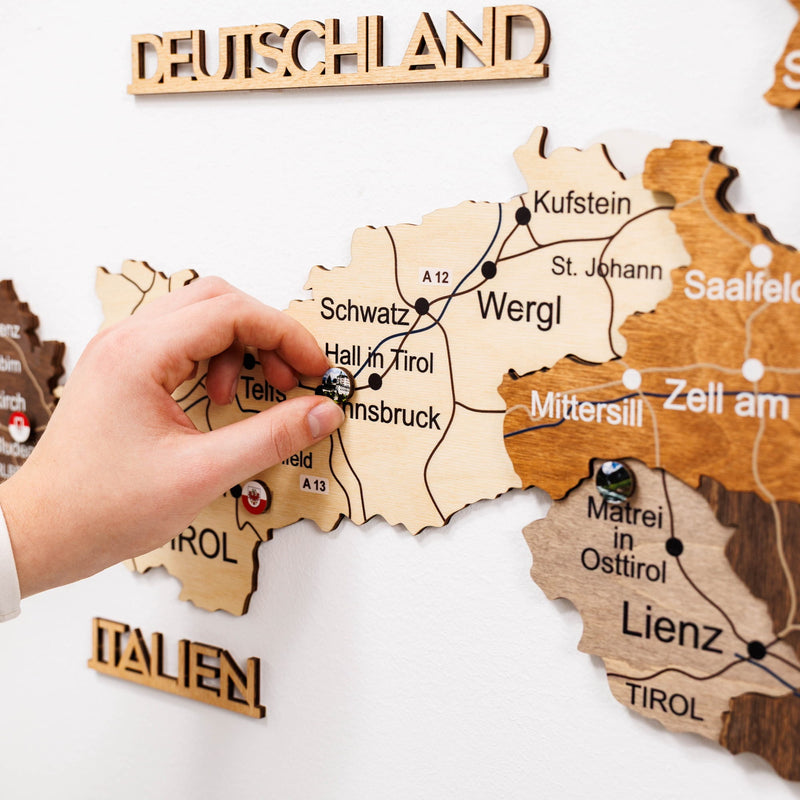 3D Wooden Map of Austria - Multicolor