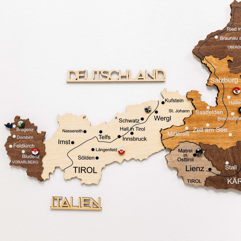 3D Wooden Map of Austria - Multicolor