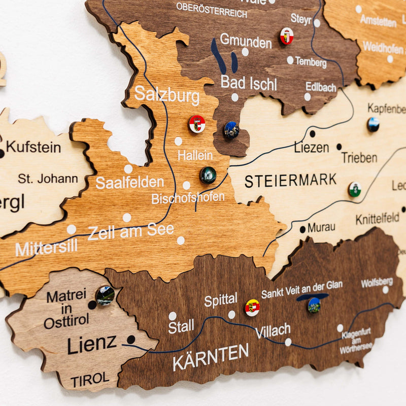 3D Wooden Map of Austria - Multicolor