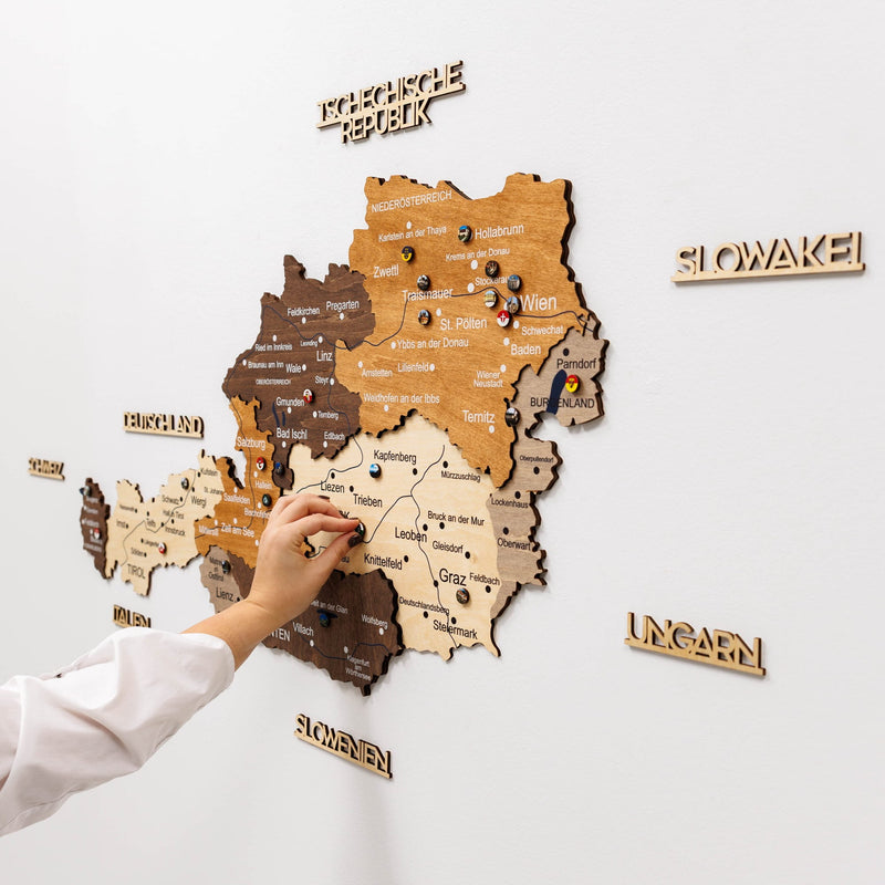 3D Wooden Map of Austria - Multicolor