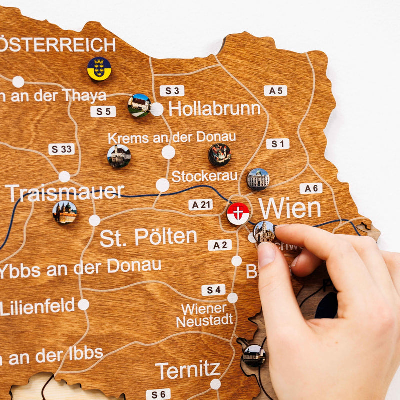 3D Wooden Map of Austria - Multicolor