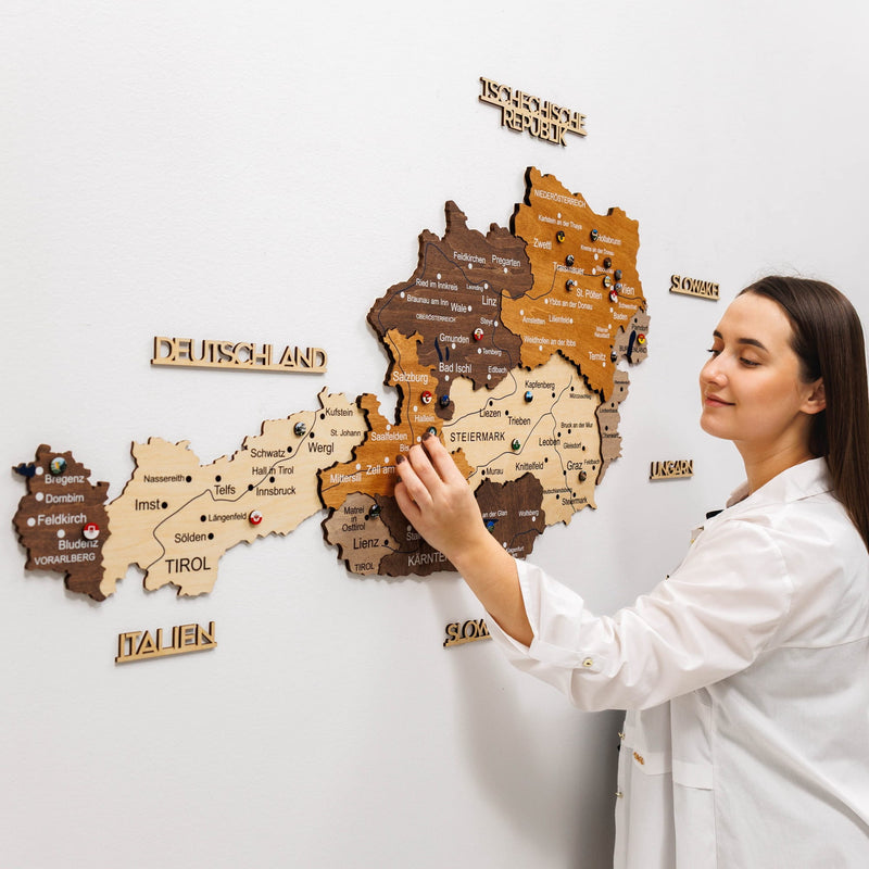 3D Wooden Map of Austria - Multicolor