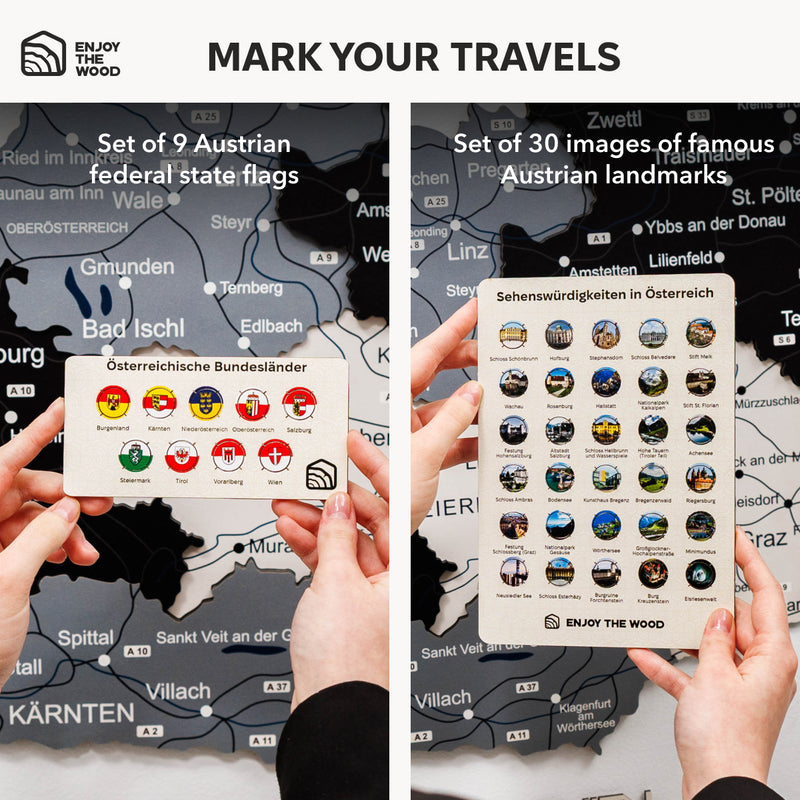 3D дерев'яна карта Австрії - Nordik 