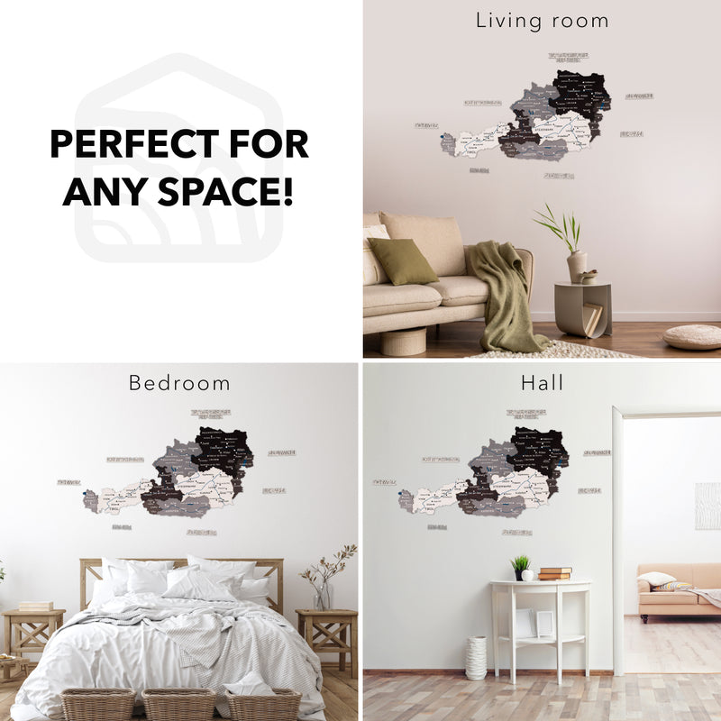 3D дерев'яна карта Австрії - Nordik 