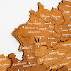3D Wooden Map of Austria - Oak