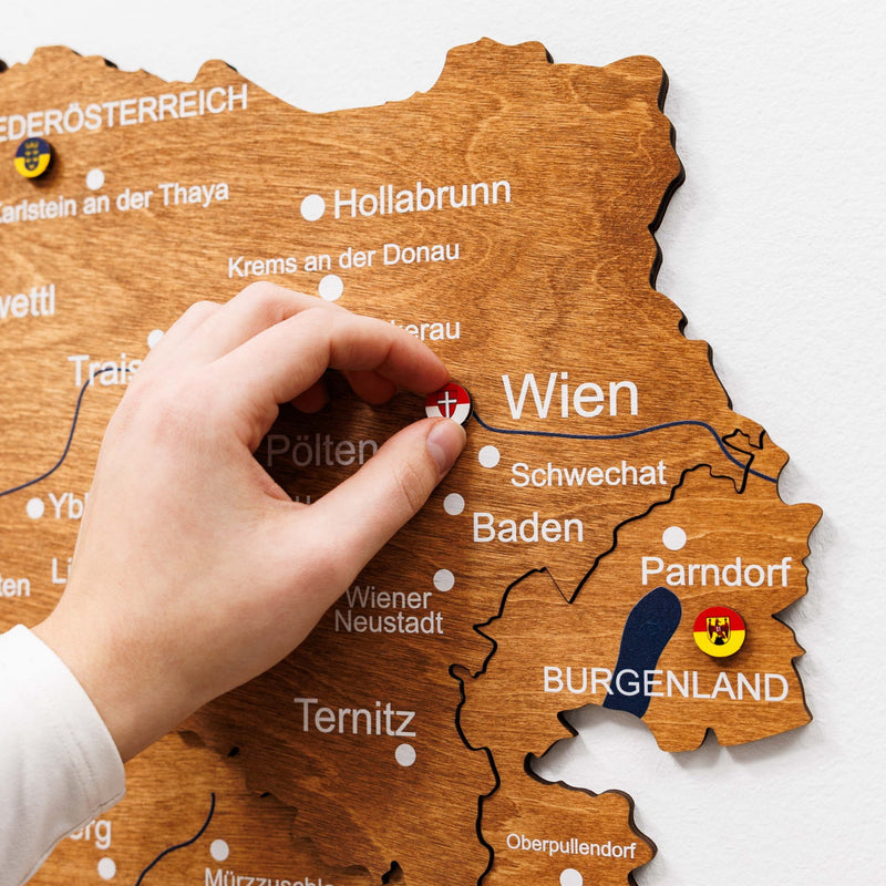 3D Wooden Map of Austria - Oak