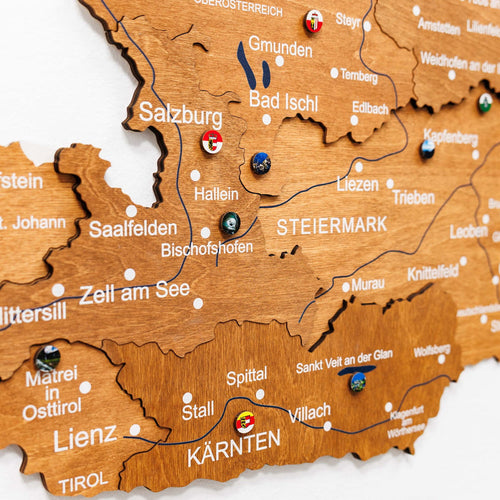 3D Wooden Map of Austria - Oak