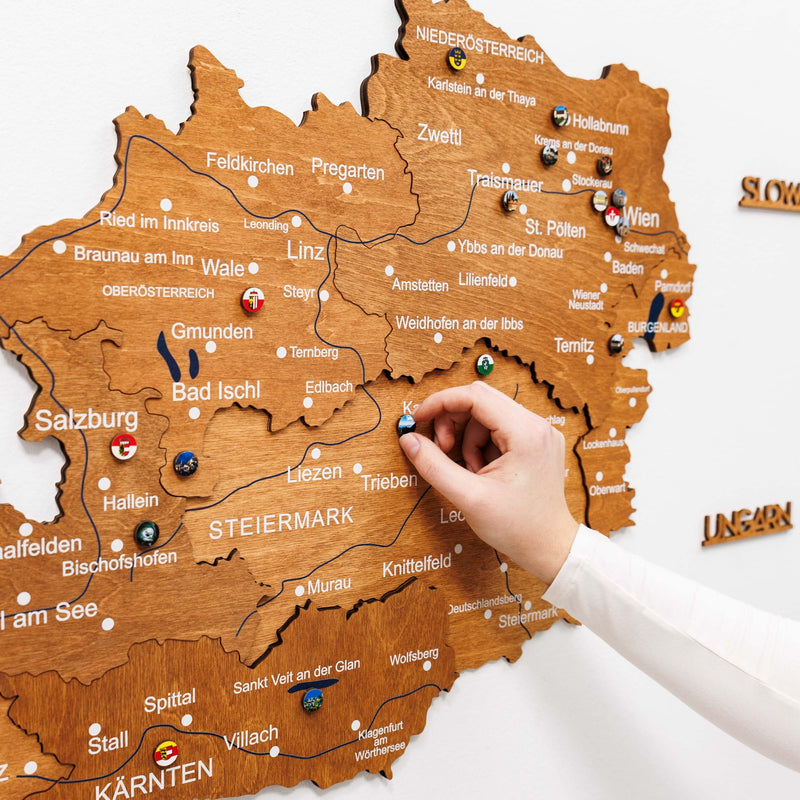 3D Wooden Map of Austria - Oak
