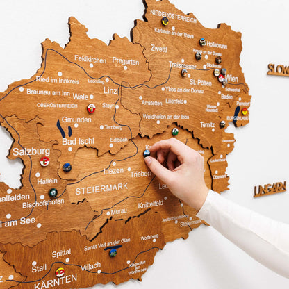 3D дерев'яна карта Австрії - дуб 