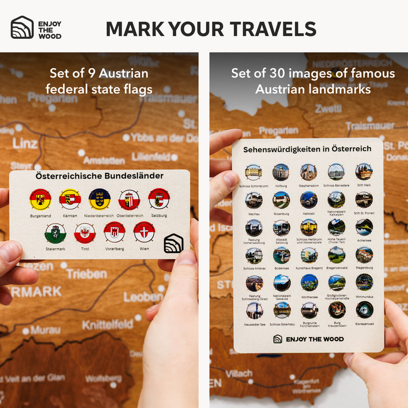 3D Wooden Map of Austria - Oak