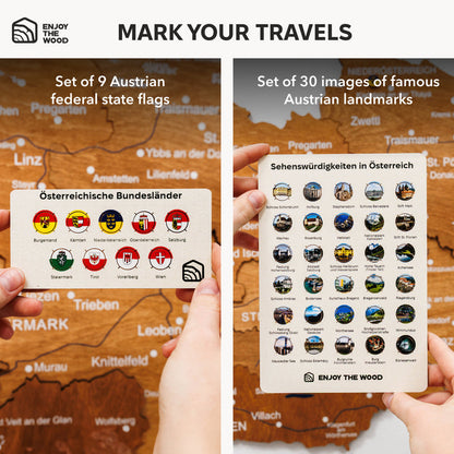 3D дерев'яна карта Австрії - дуб 