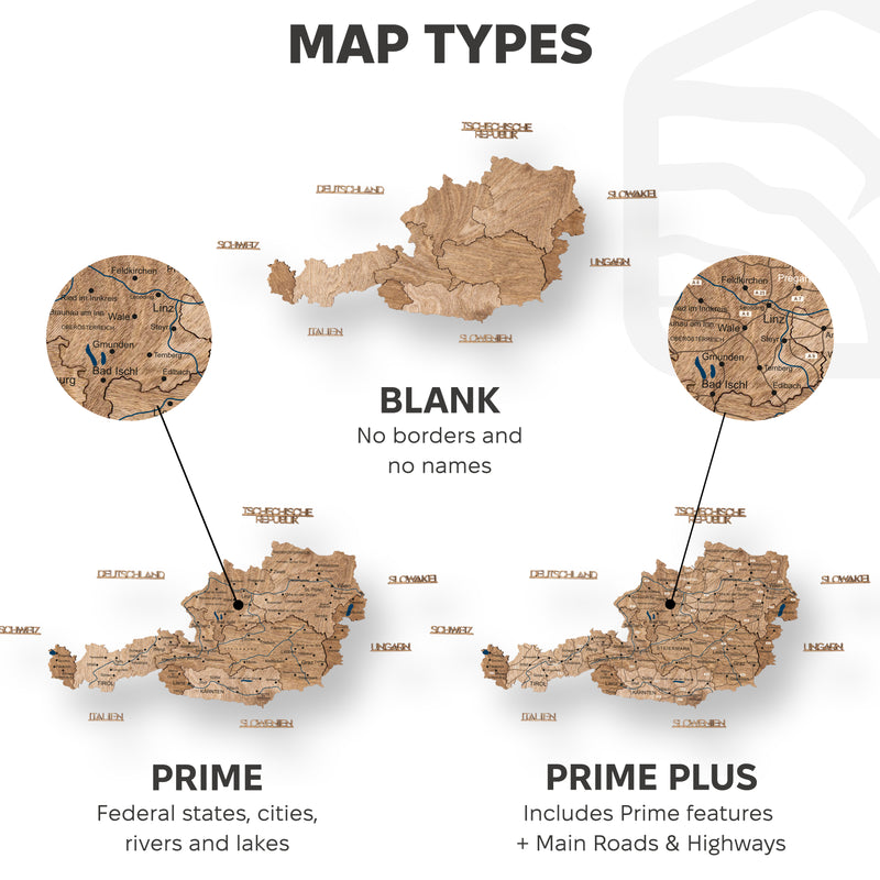 3D Wooden Map of Austria - Terra