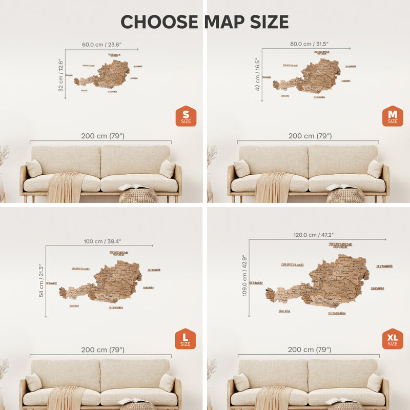 3D Wooden Map of Austria - Terra