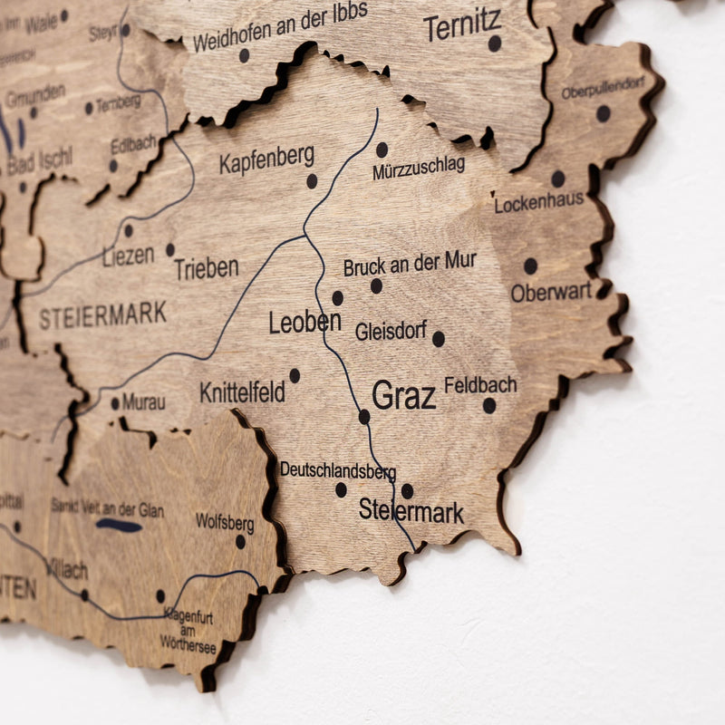 3D Wooden Map of Austria - Terra