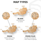 3D Wooden Map of Austria - Gold