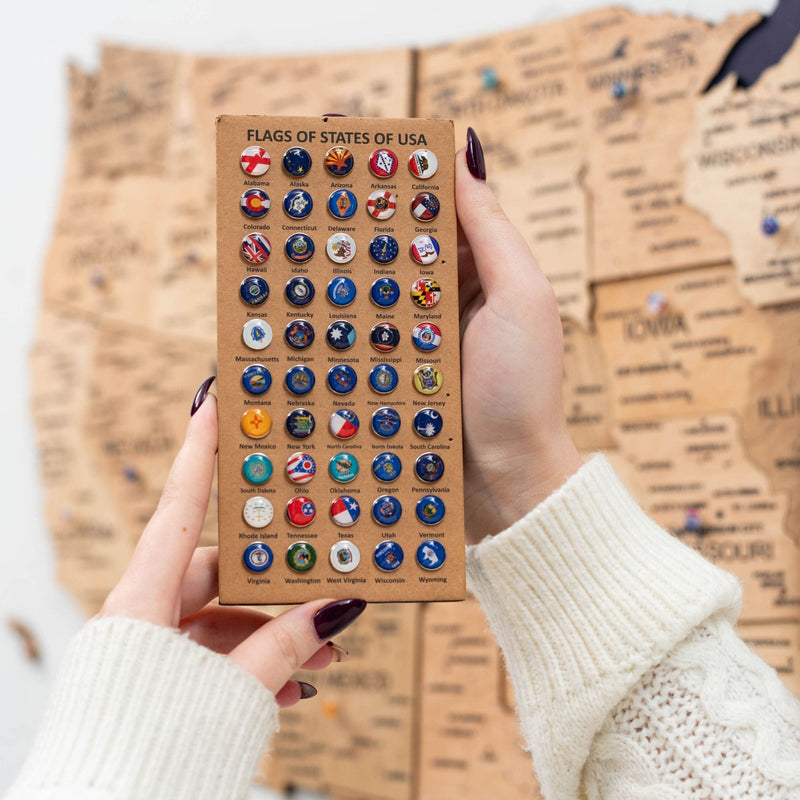 Wooden 3d Map of USA - Gold