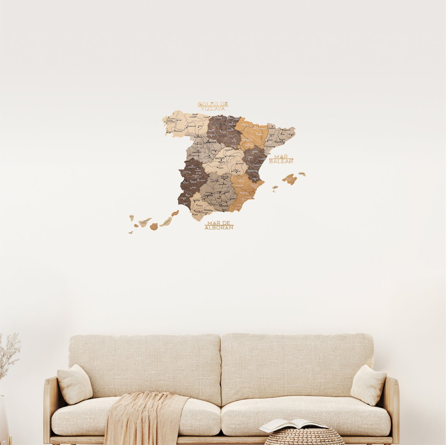 Wooden Map of Spain – Multicolor
