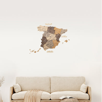 Wooden Map of Spain – Multicolor