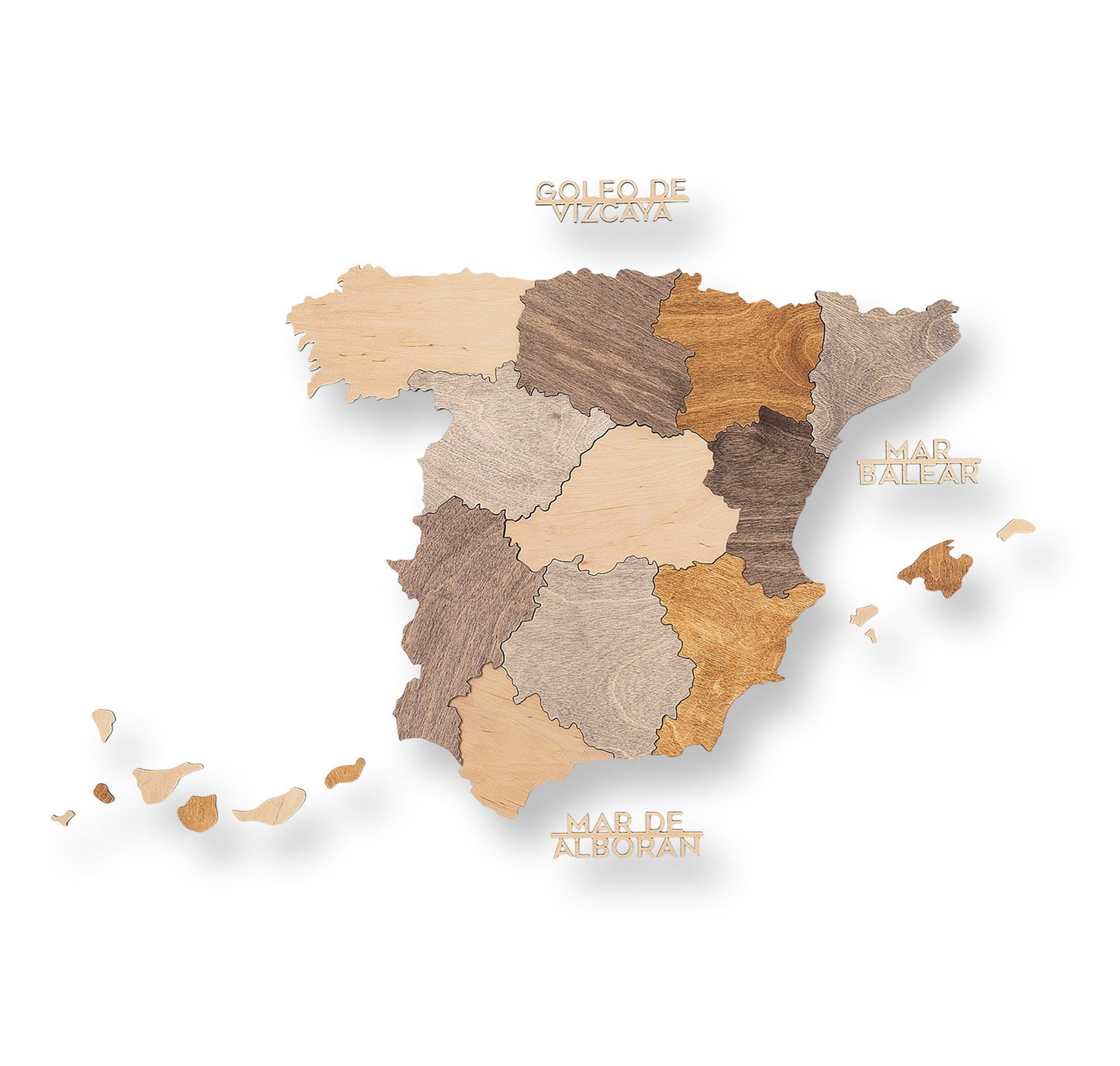 Wooden Map of Spain – Multicolor