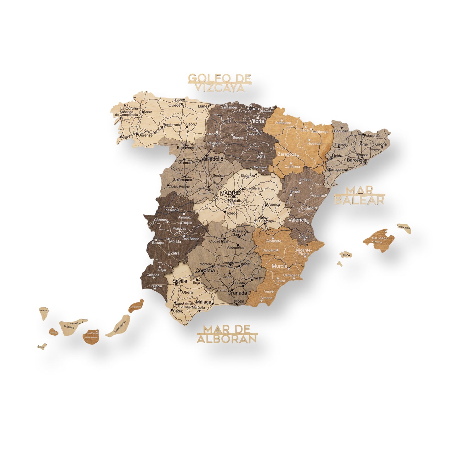 Wooden Map of Spain – Multicolor