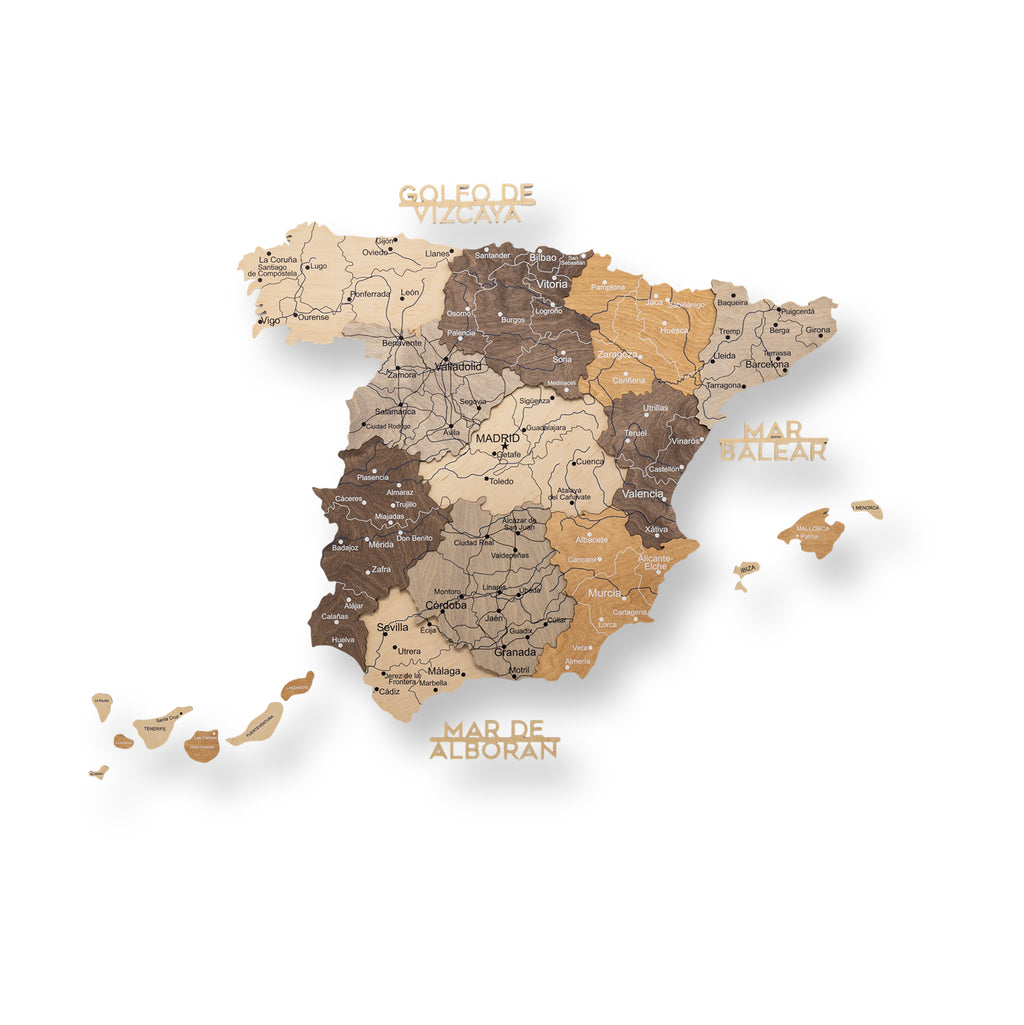 Wooden Map of Spain – Multicolor