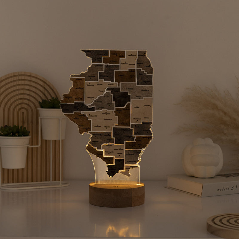 Night Light - Map of Illinois State