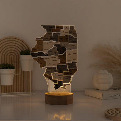 Night Light - Map of Illinois State