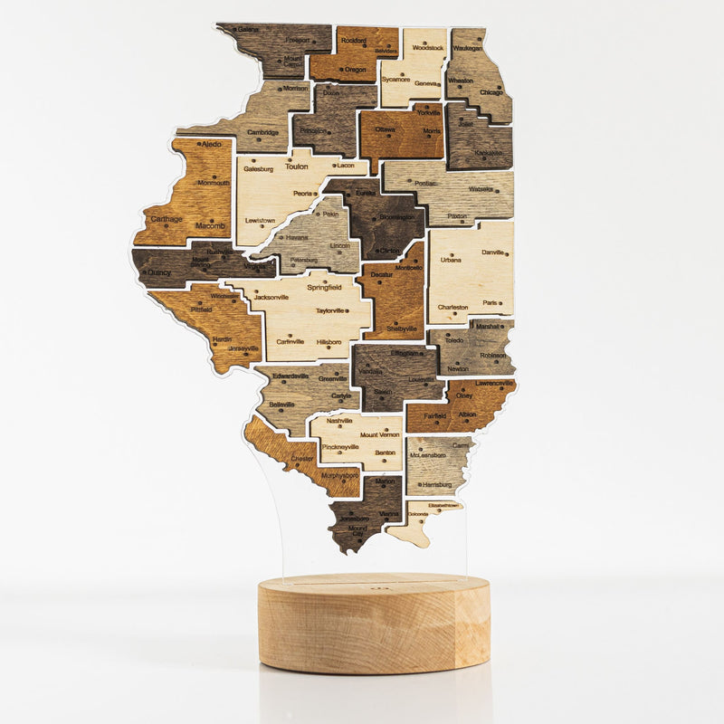 Night Light - Map of Illinois State