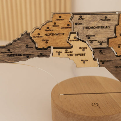 Night Light - Map of North Carolina State