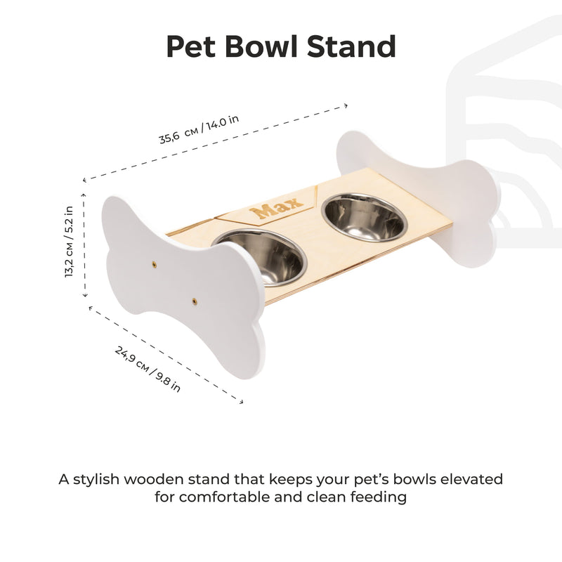 Pet Bowl Stand - Bone-Shaped