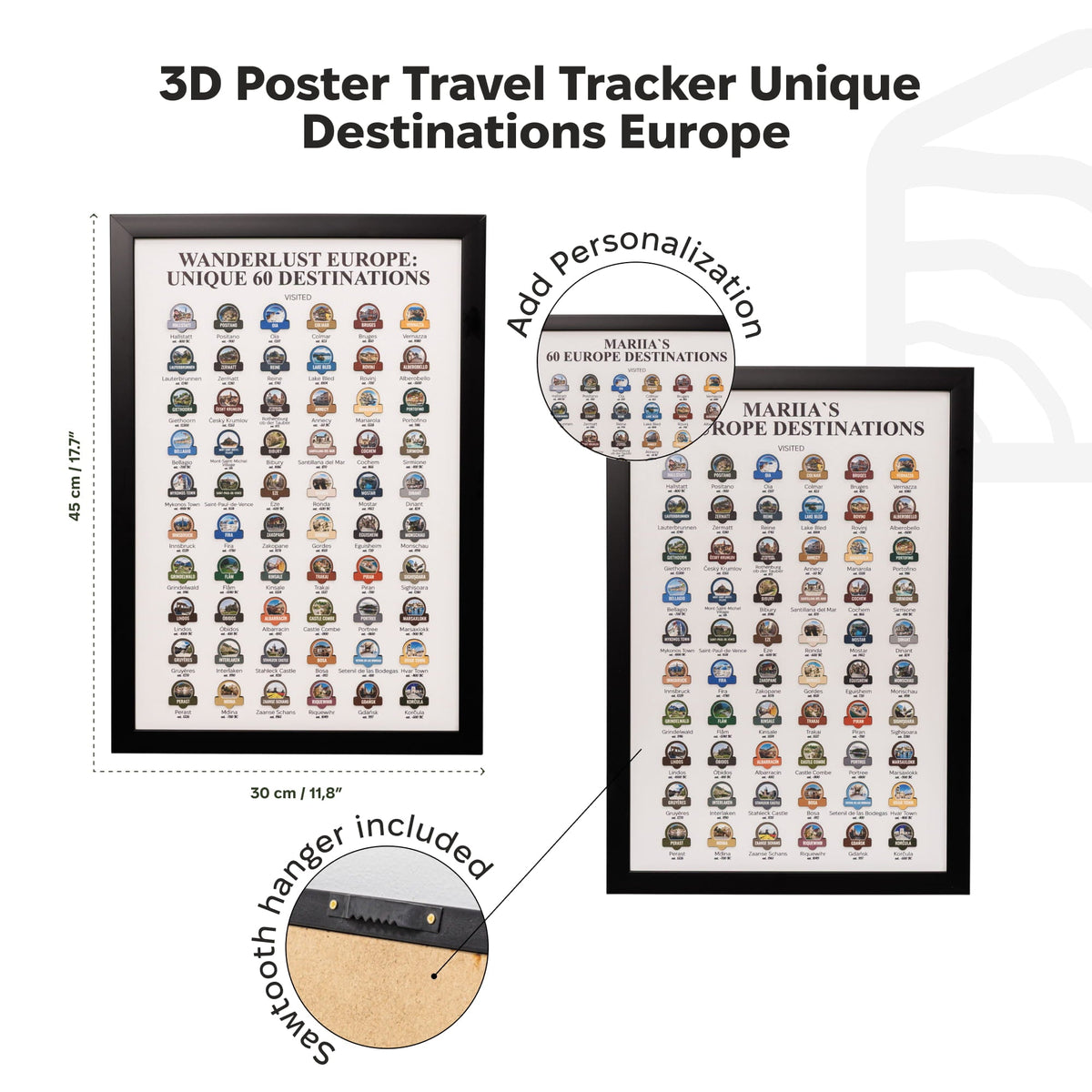 framed poster travel tracker design