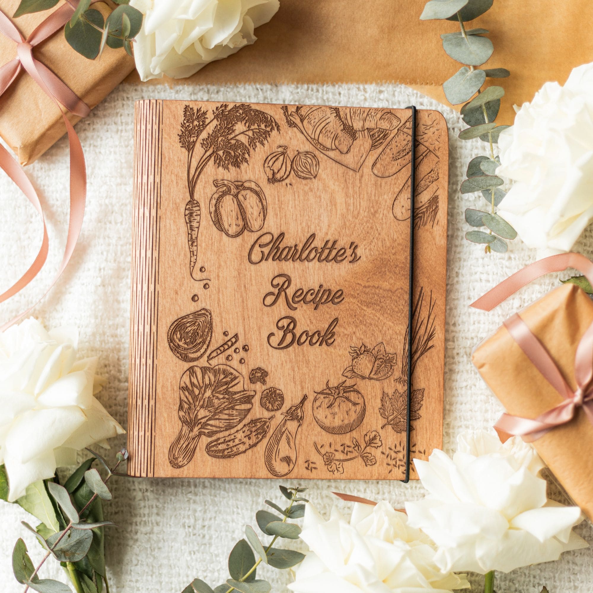 Wooden Recipe Book Vegetables by EnjoyTheWood