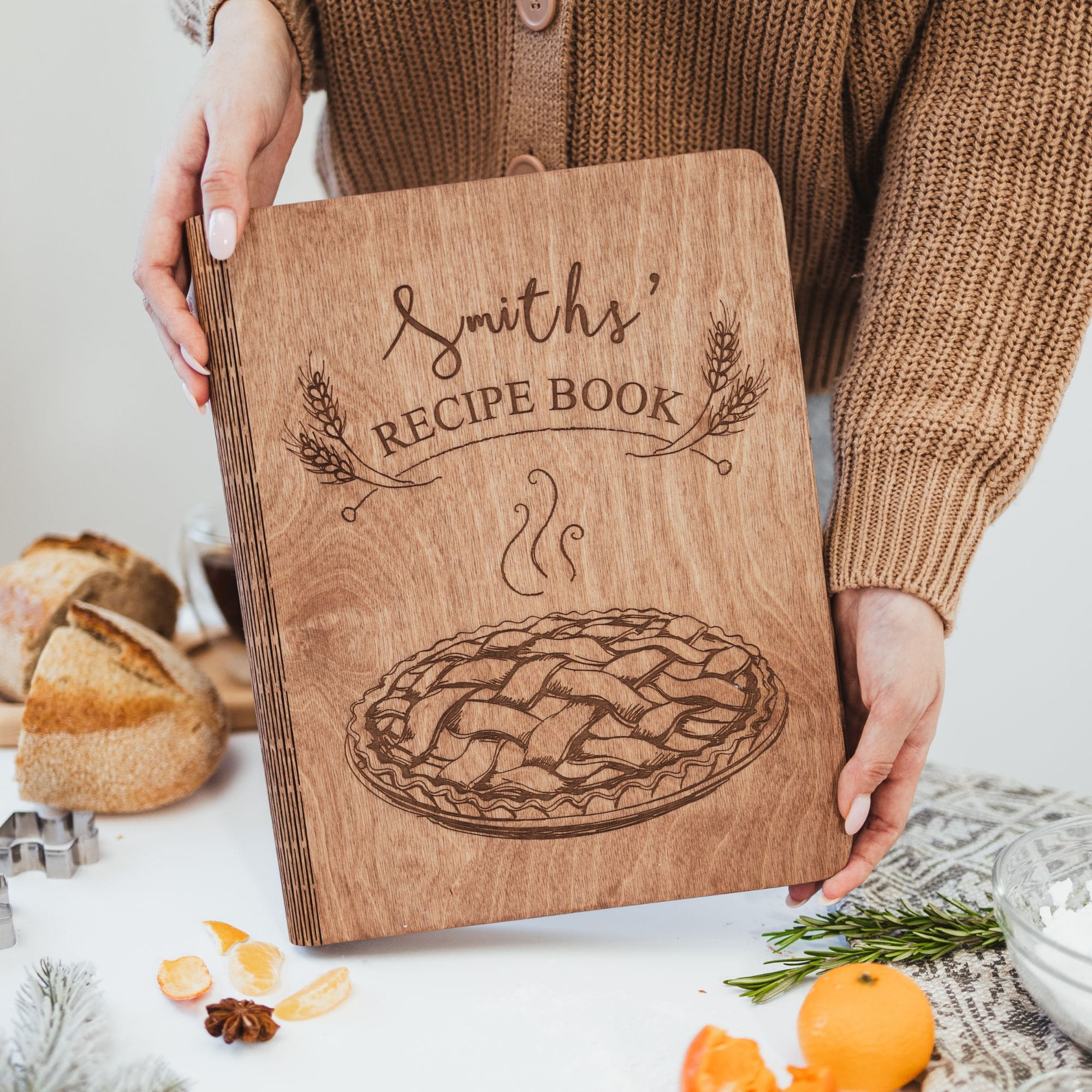 Wooden Recipe Book Pie by EnjoyTheWood