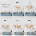 wooden world map with led