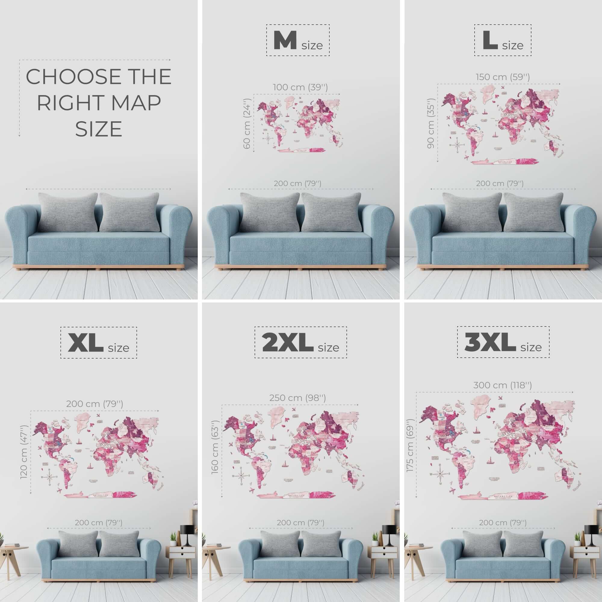 3d colored wood world map for wall