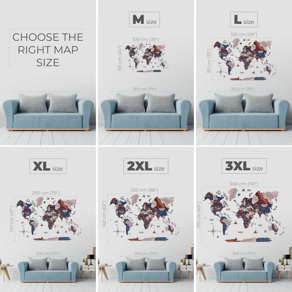 wooden map 3d wall decor
