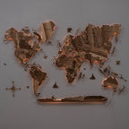 3D Solid Wooden World Map - Walnut
