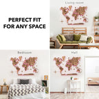 3D Solid Wooden World Map - Walnut