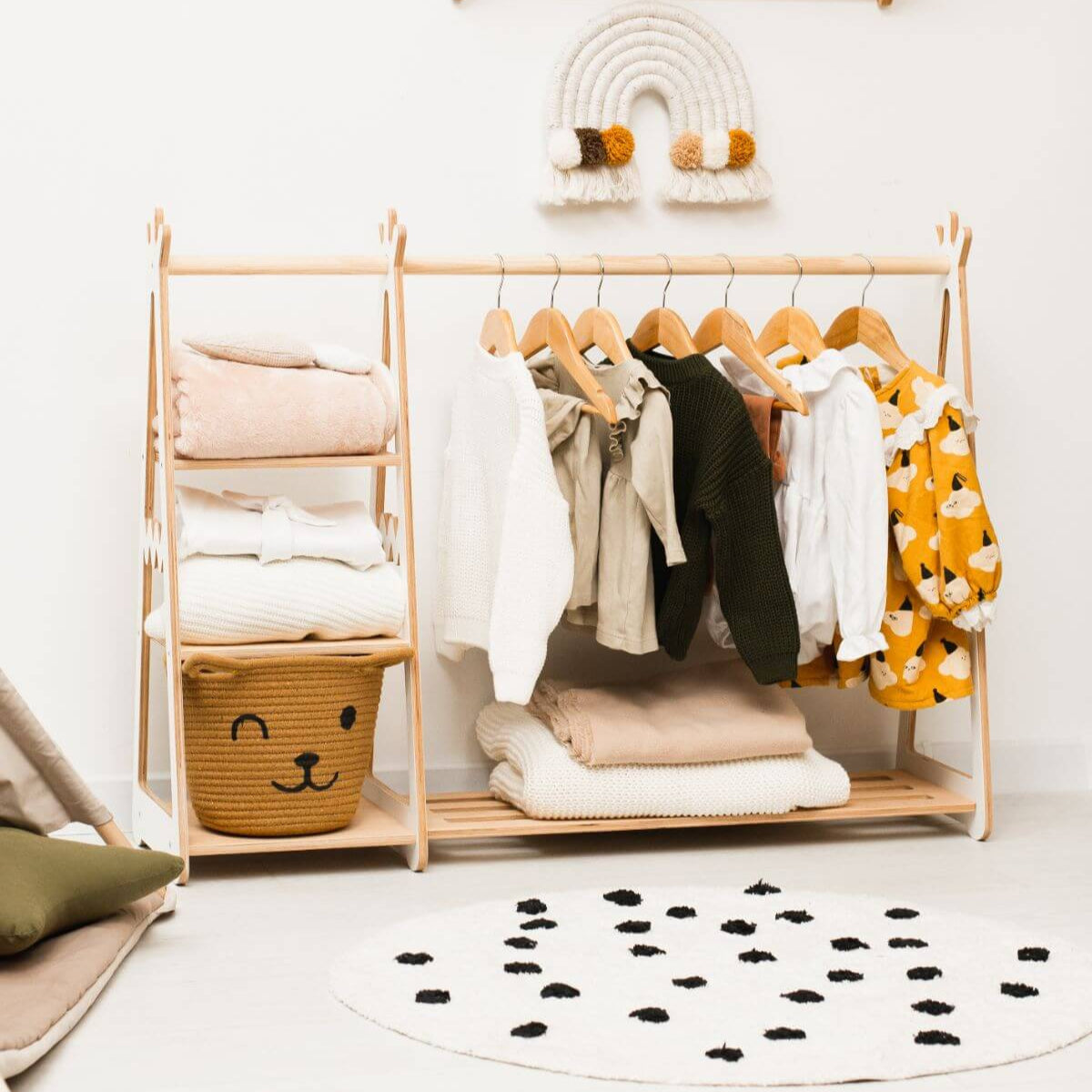  children's wooden clothing rack