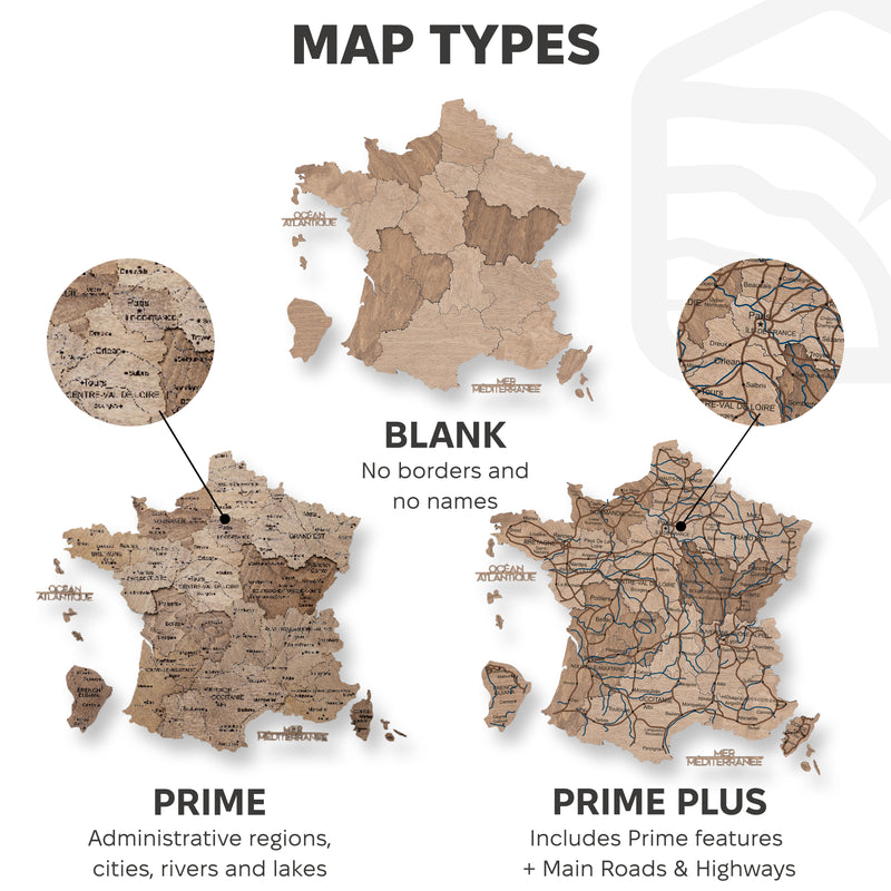 3D Wooden Map of France - Terra