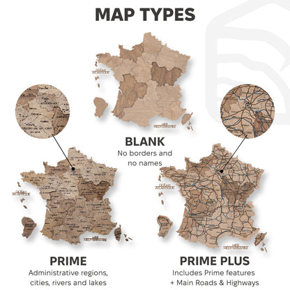 3D Wooden Map of France - Terra