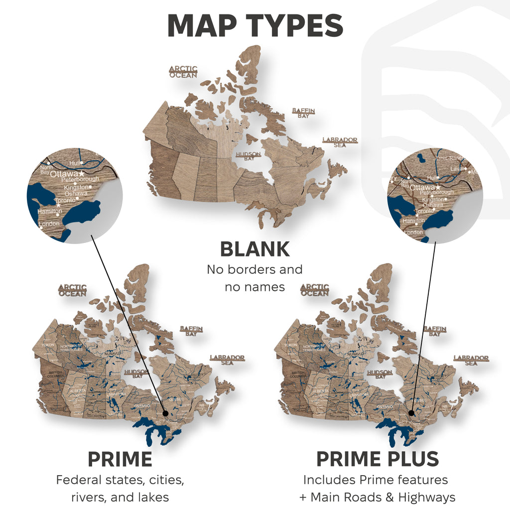 3D Canada Wooden Map Terra