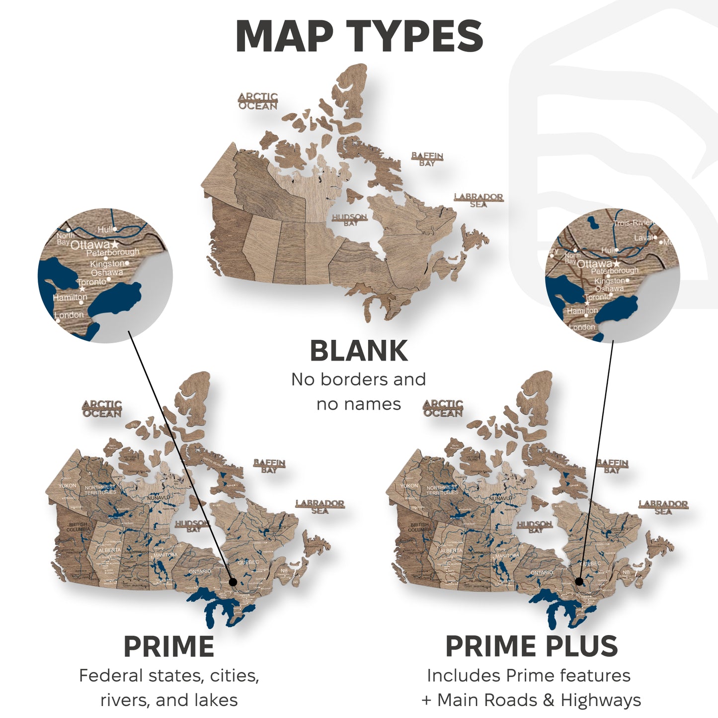 3D Canada Wooden Map Terra