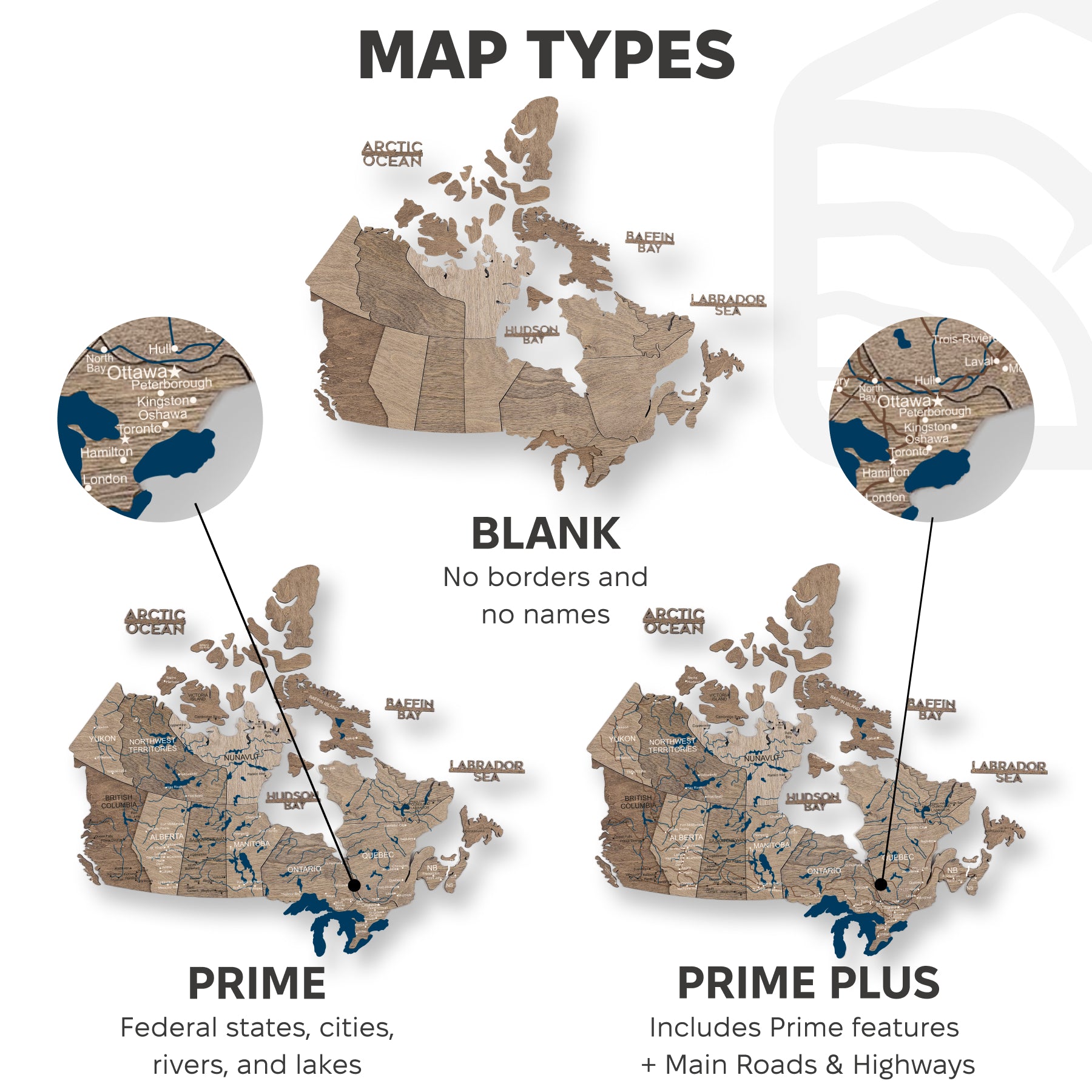 3D Canada Wooden Map Terra