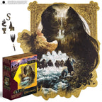 Jigsaw puzzle with decorative packaging on a white surface